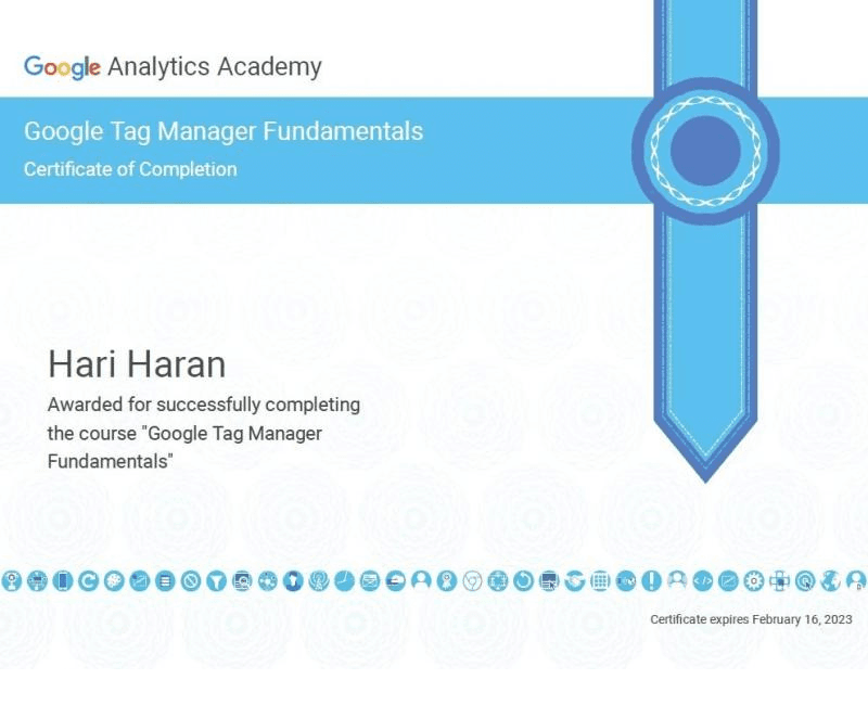 Google Analytics Academy Certification by Hariharan Gandhi