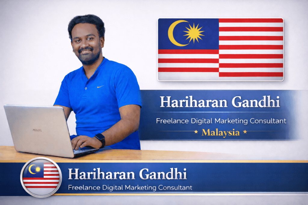 Portrait of Hariharan Gandhi with Malaysian flag