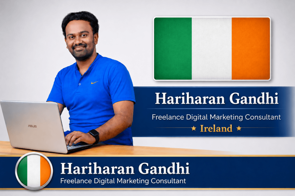 Portrait of Hariharan Gandhi with Ireland flag