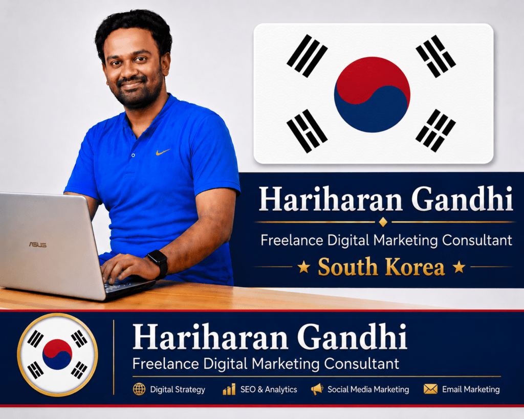Portrait of Hariharan Gandhi with South Korea flag